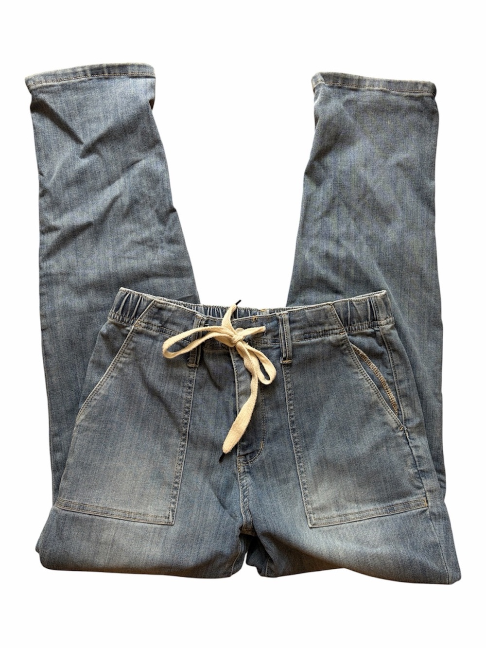 Judy Blue Los Angeles Light Wash Drawstring Jeans Straight Leg Denim Pants